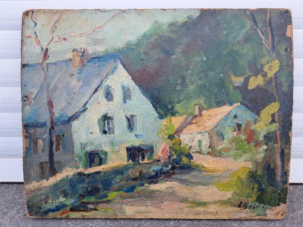 Huile sur carton marouffle signe leon soleil, Ophalen of Verzenden