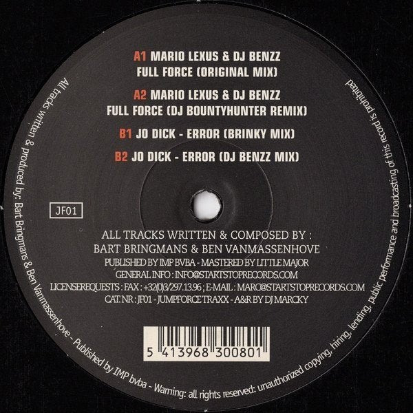 Mario Lexus & DJ Benzz / Jo Dick - Full Force / Error, Enlèvement ou Envoi, Utilisé, 12 pouces, House