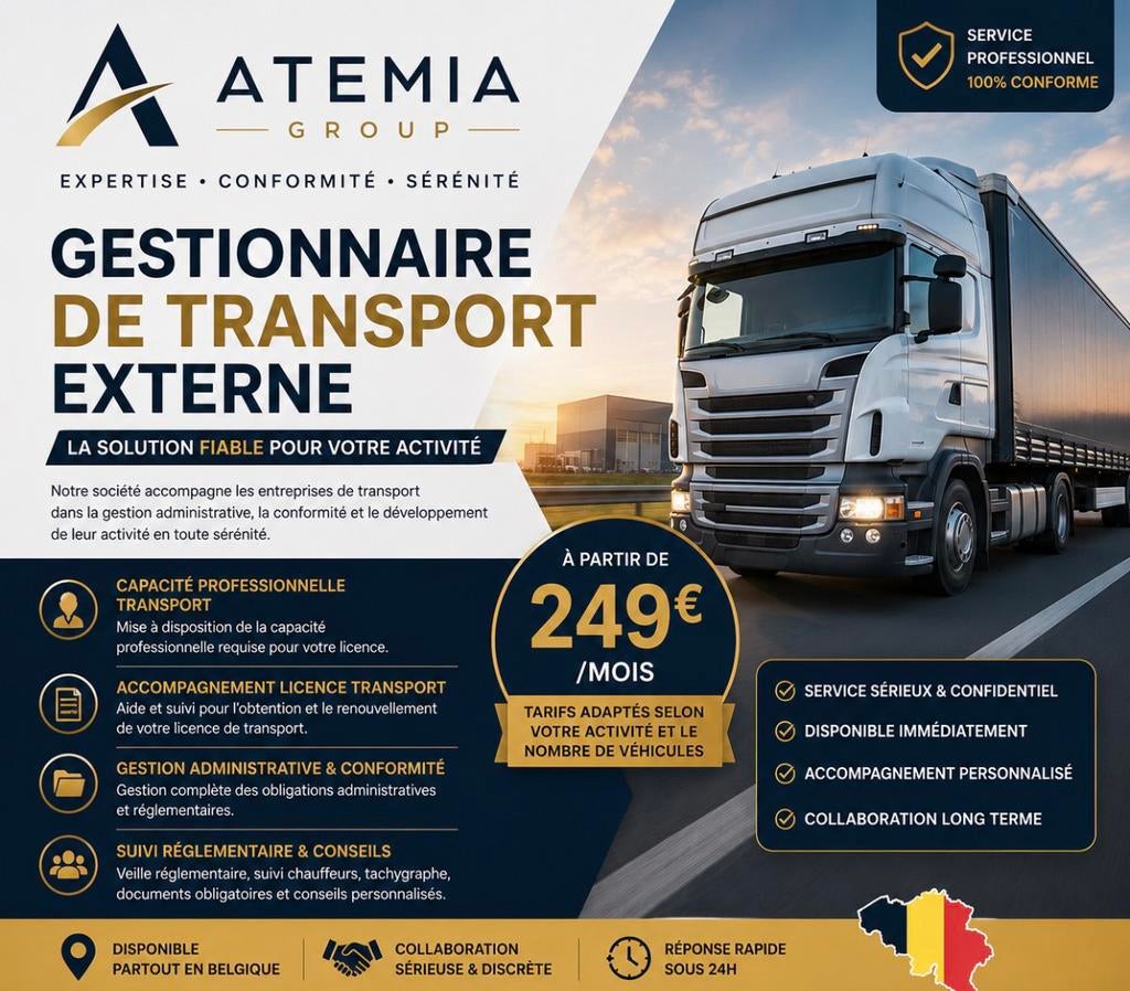Gestionnaire transport externe - Capacité transport Belgique