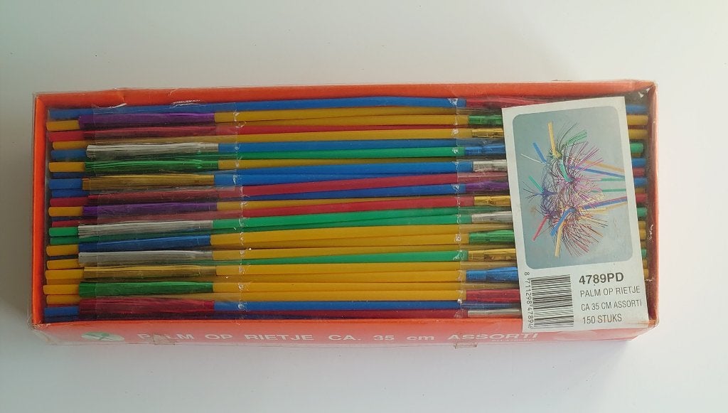 Hele lange rietjes | Palm op rietje | 35 cm | 150stuks, Overige typen, Nieuw, Ophalen of Verzenden, Meerkleurig
