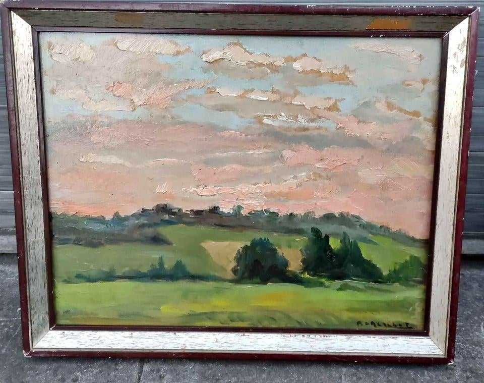 Huile sur panneau paysage signe Paul daxhelet, Enlèvement ou Envoi