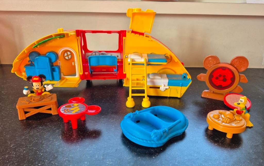 Mickey Mouse en Pluto gaan kamperen - auto - kamper, Ophalen of Verzenden