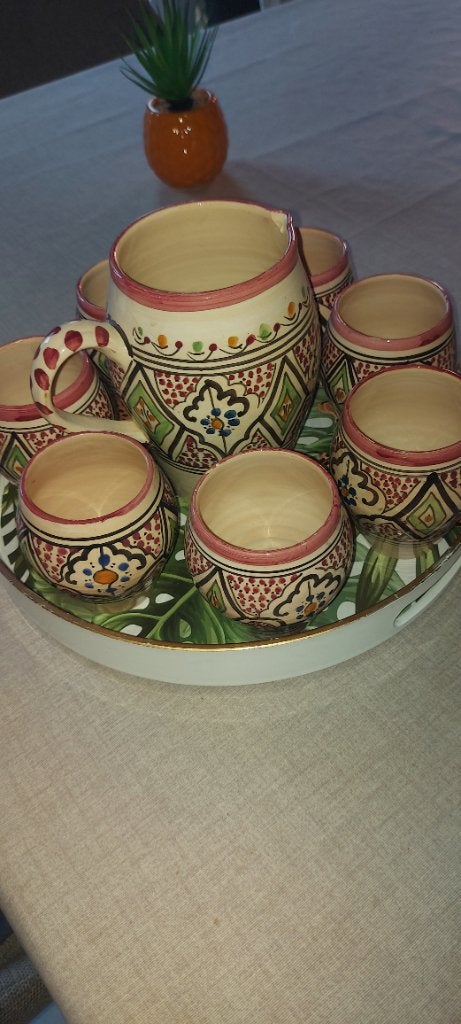 Carafe et 7 verres à eau marocains, Enlèvement, Comme neuf, Autres styles, Autres types