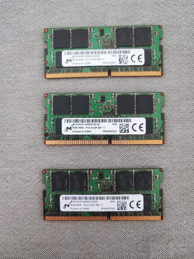 Set van 3x Micron 8GB DDR4-2133MHz Laptop RAM (TOTAAL 24GB), Enlèvement ou Envoi, Comme neuf, DDR4, Laptop