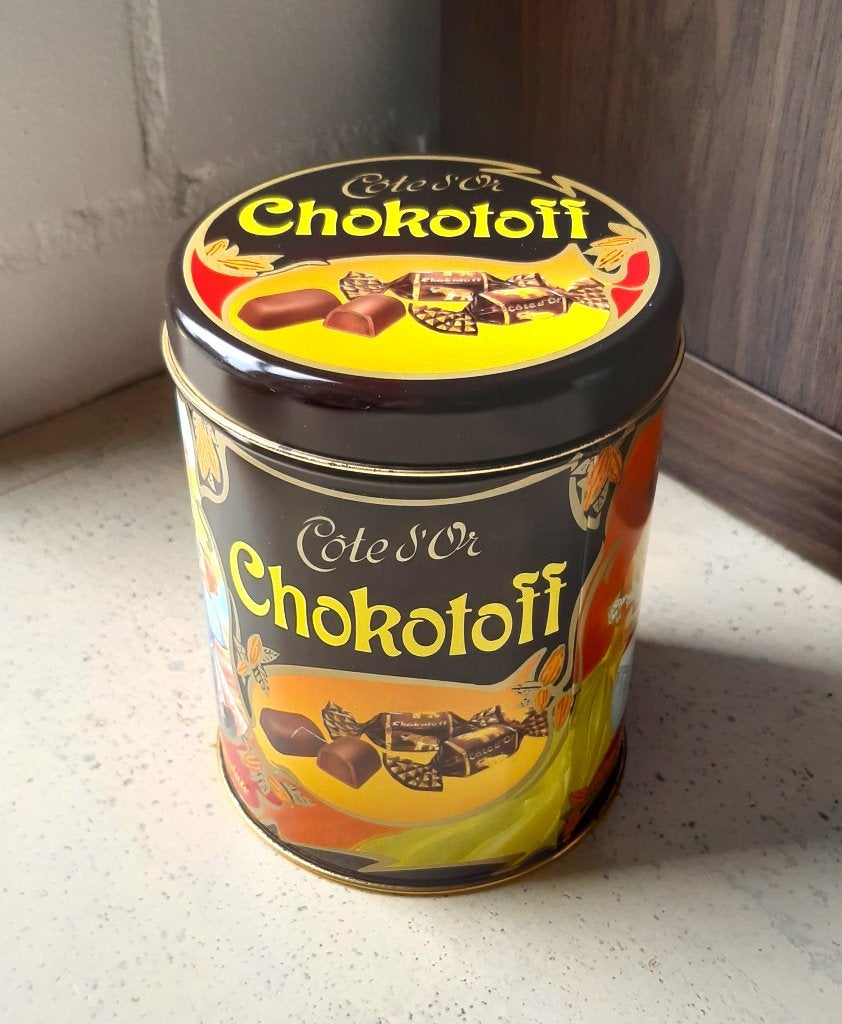 Vintage blik tinnen doos Côte d'Or Chokotoff  1995, Collections, Boîte en métal, Enlèvement ou Envoi, Utilisé, Autre, Autres marques