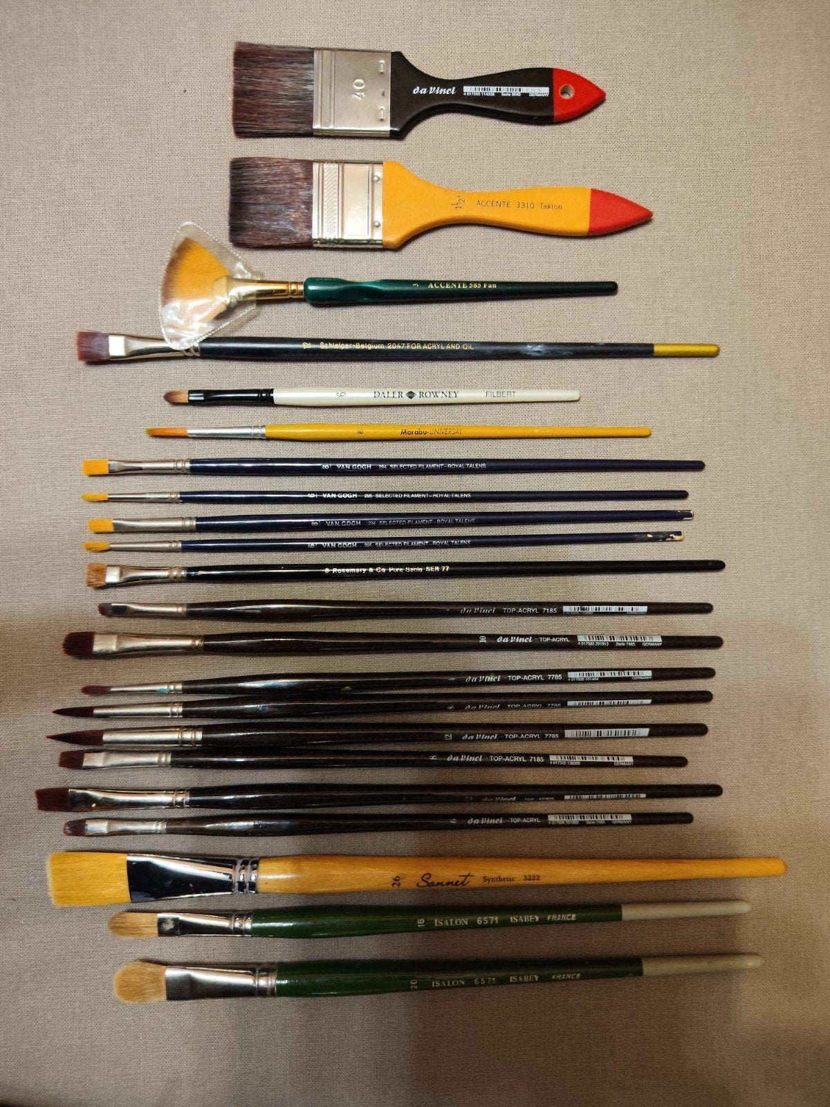 20 pinceaux en acrylique et 2 pinceaux plats, Hobby & Loisirs créatifs, Peinture, Enlèvement ou Envoi