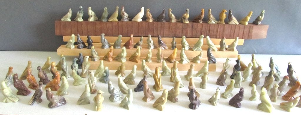 natuursteen roze /gekleurde vogels/duifjes /dolfijnen/, Ophalen of Verzenden