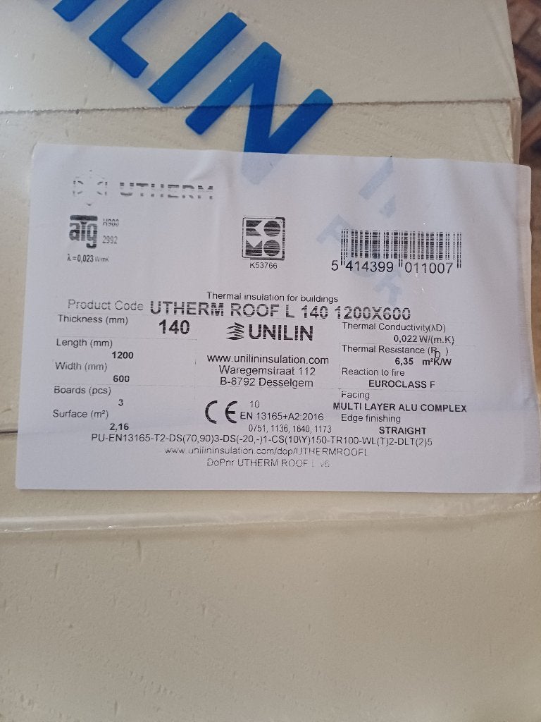 Unilin isolant 14cm PIR bord droit, Enlèvement, Comme neuf