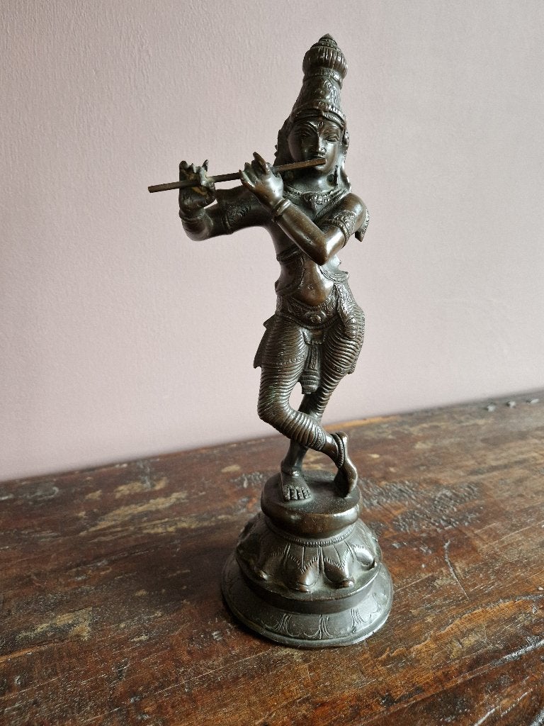 Oud bronzen beeldje van de godin Shiva uit de 19e eeuw, Antiek en Kunst, Bruin, India, Handgemaakt, Ophalen of Verzenden