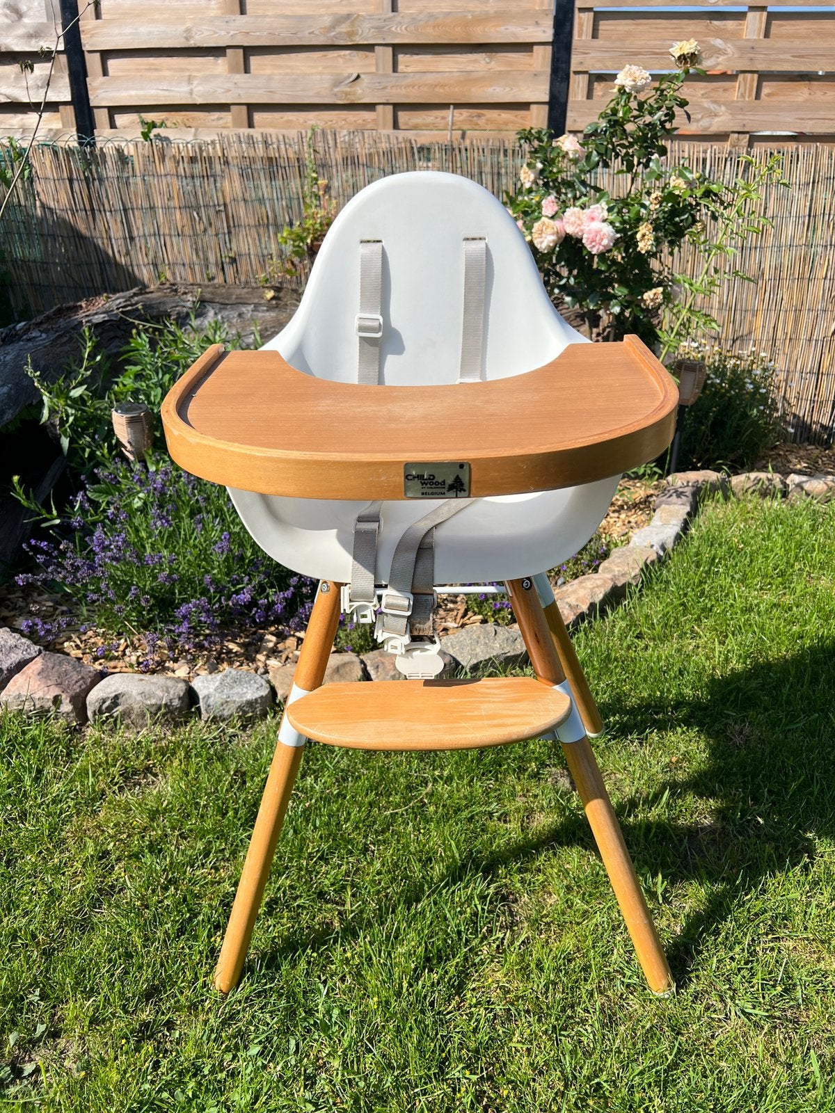 Chaise haute Childwood bois et blanc – excellent état, Enlèvement, Comme neuf
