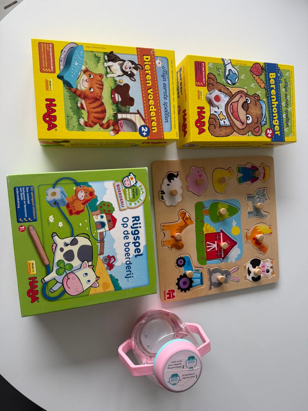 Set speelgoed haba, jumbo + sensory cup, Ophalen, Zo goed als nieuw