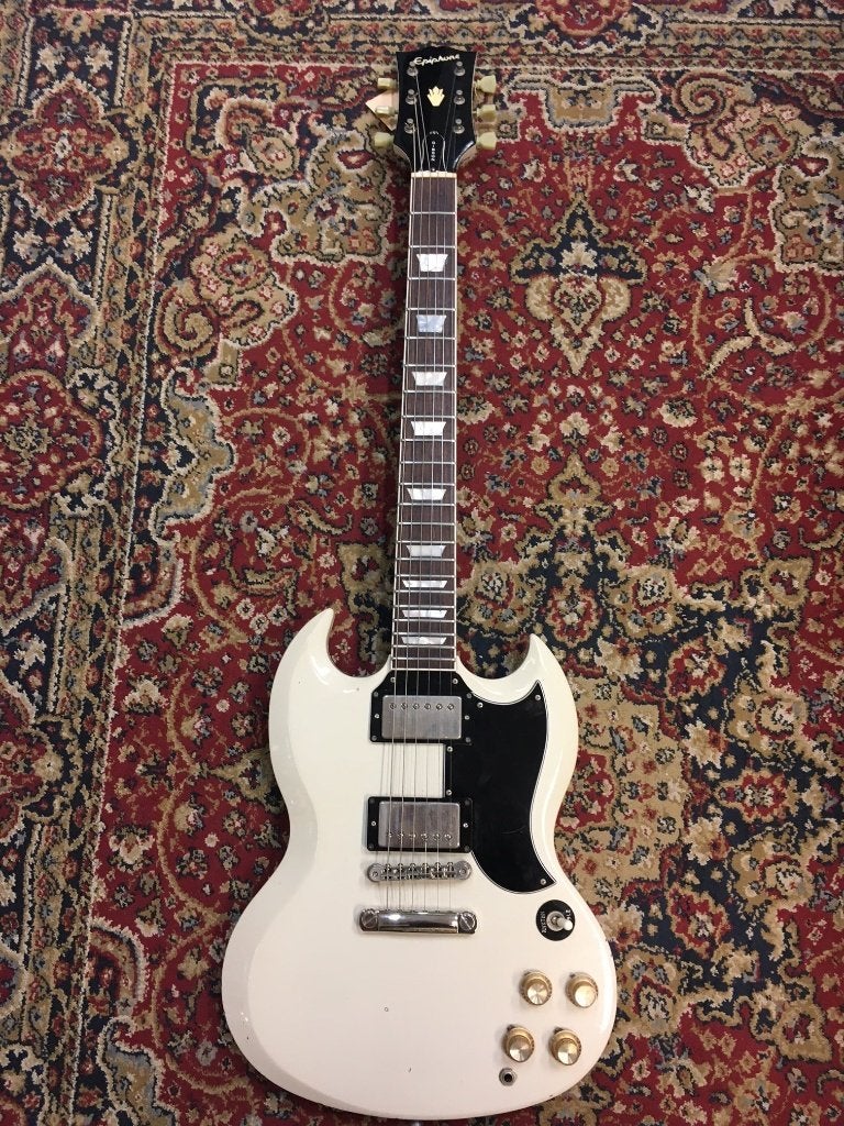 Epiphone SG 61' AW MIJ open boekenkop (zeldzaam), Muziek en Instrumenten, Snaarinstrumenten | Gitaren | Elektrisch, Gebruikt, Solid body