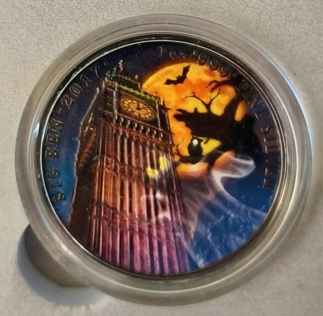 Zilveren Munt Big Ben 2017 – Halloween Editie, Postzegels en Munten, Ophalen of Verzenden, Zilver