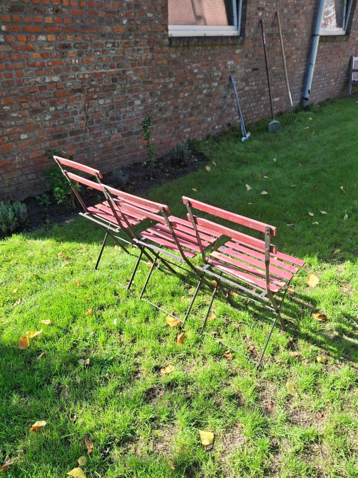 zitstoel buiten of terras, rustiek, Tuin en Terras, Ophalen, Gebruikt, Metaal, Inklapbaar