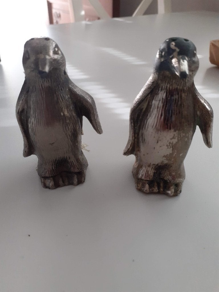 Peper en zoutvat pinguin verzilverd, Antiek en Kunst, Ophalen