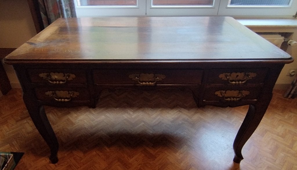 groot eikenhouten bureau met verlengstukken, Ophalen