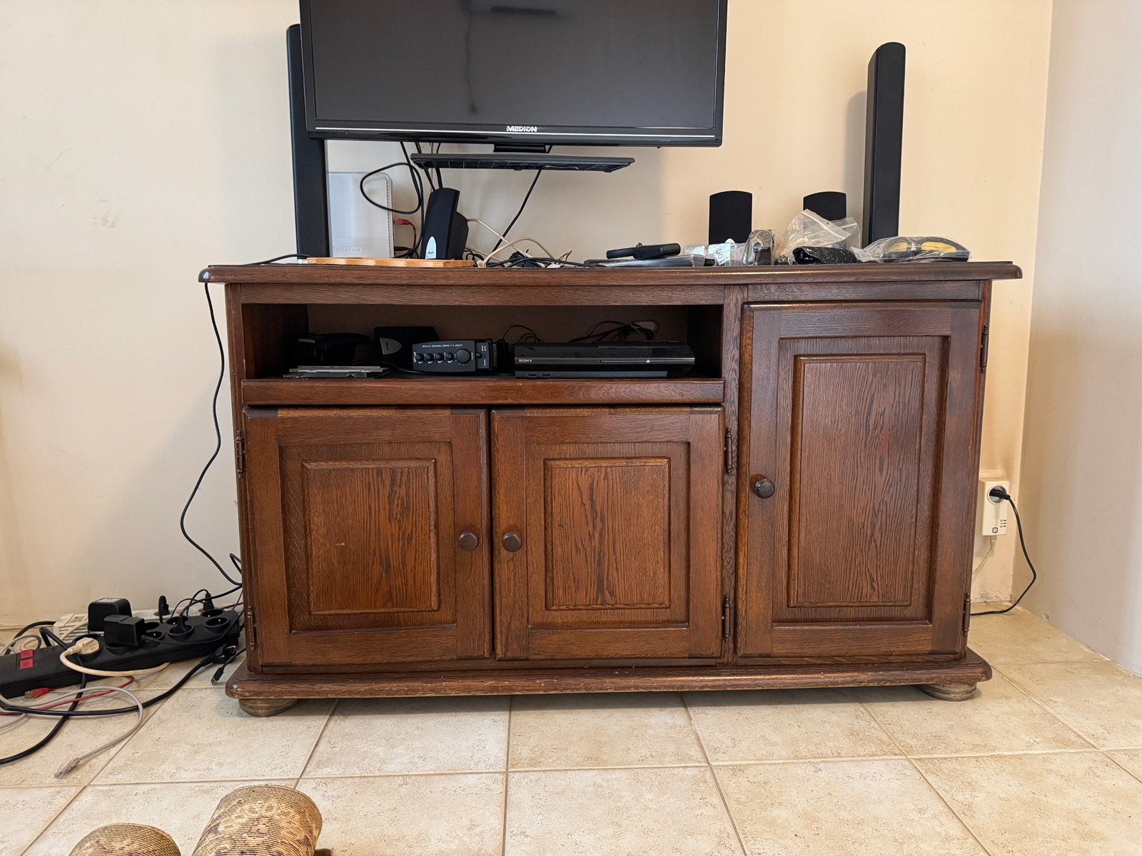 Eiken Houten TV- / Audiomeubel, Huis en Inrichting, Kasten | Dressoirs, Ophalen, Gebruikt