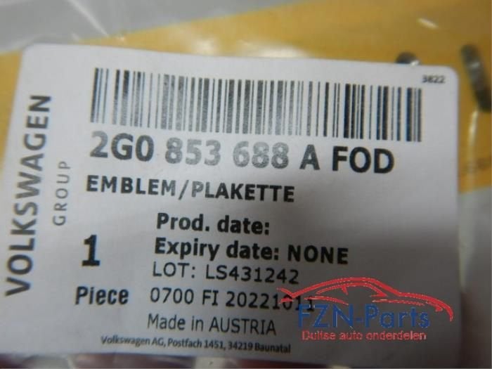 VW Polo 2G R-Line Embleem Zijscherm Rechts (2G0853688A), Enlèvement ou Envoi, Utilisé