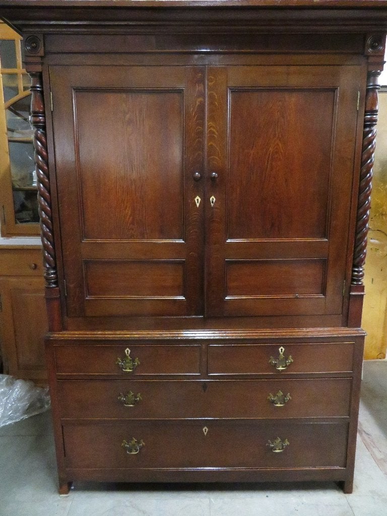 Zeer fraai antiek eiken kabinet, geheel in originele staat, Huis en Inrichting, Ophalen, Gebruikt, Met lade(s), Minder dan 150 cm