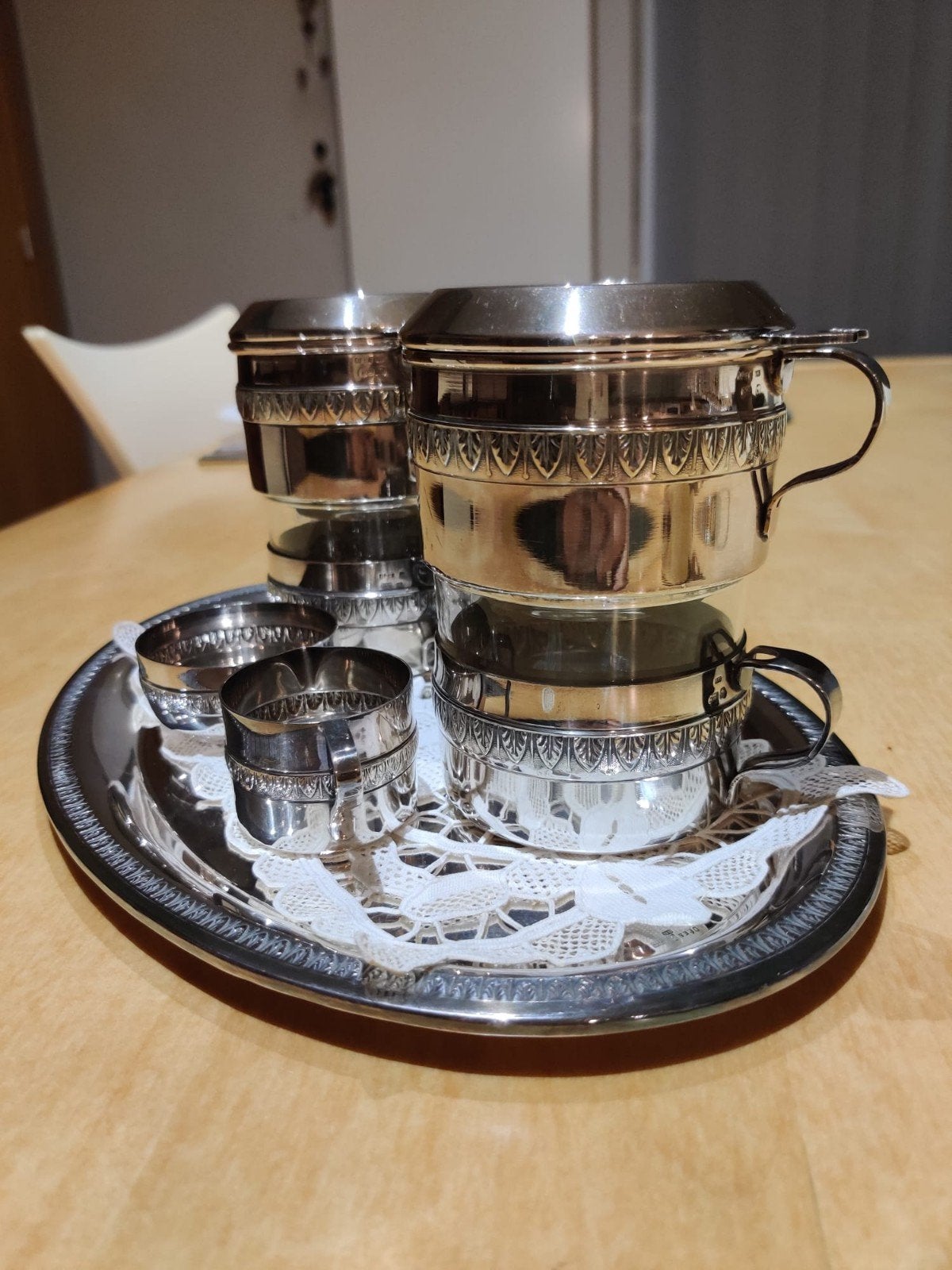 verzilverd koffie set en wijnkoeler, Antiek en Kunst, Ophalen