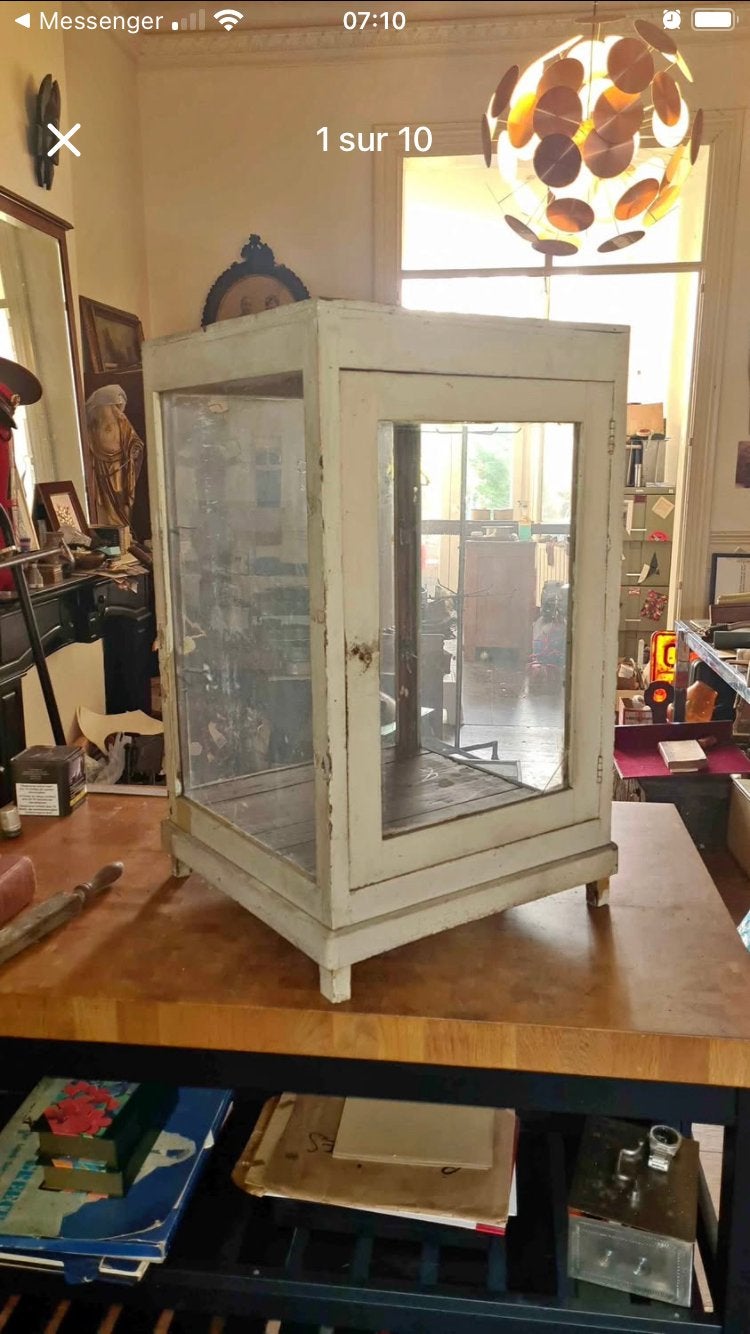 Vitrine de Métier Ancienne  XIXe Assemblage Chevillé, Enlèvement, Comme neuf, Verre