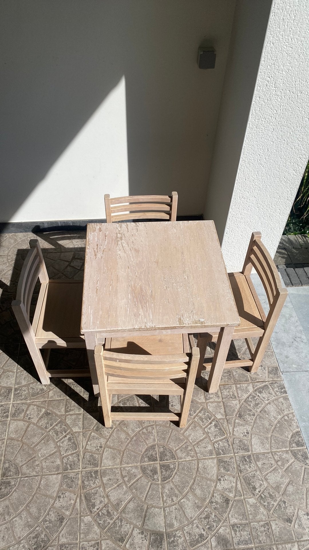 Kindertafel en stoelen hout, Ophalen, Gebruikt, Tafel(s) en Stoel(en)