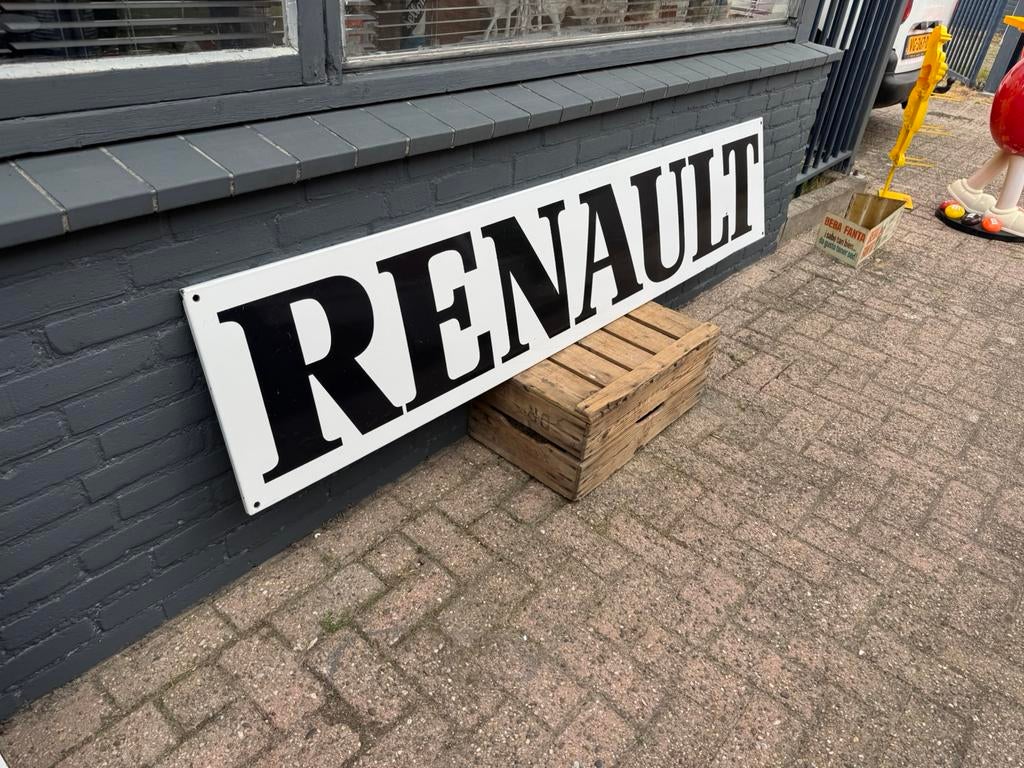 Grand panneau d'affichage émaillé RENAULT ancien XL, Enlèvement, Utilisé, Panneau publicitaire