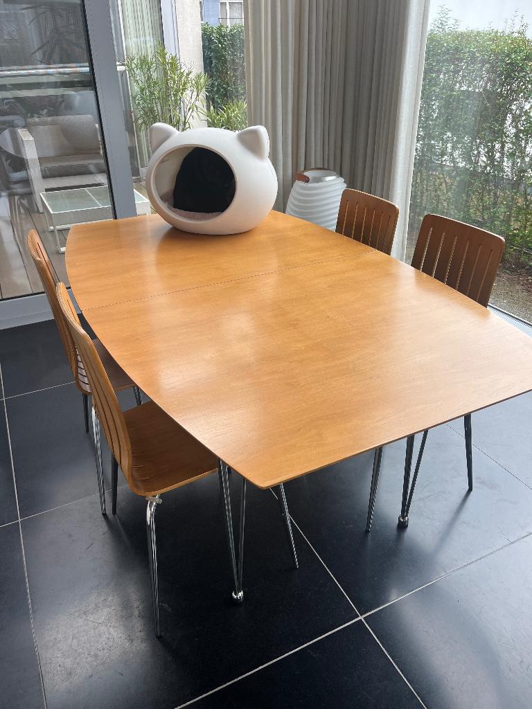 Moderne eetkamer set – uitschuifbare tafel + 10 stoelen, Huis en Inrichting, Complete eetkamers, Ophalen, Gebruikt, Modern / scandinavisch