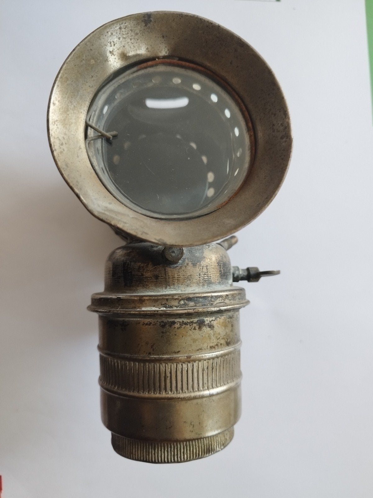 Antieke carbidlamp fietslamp 1900, Ophalen of Verzenden, Koper