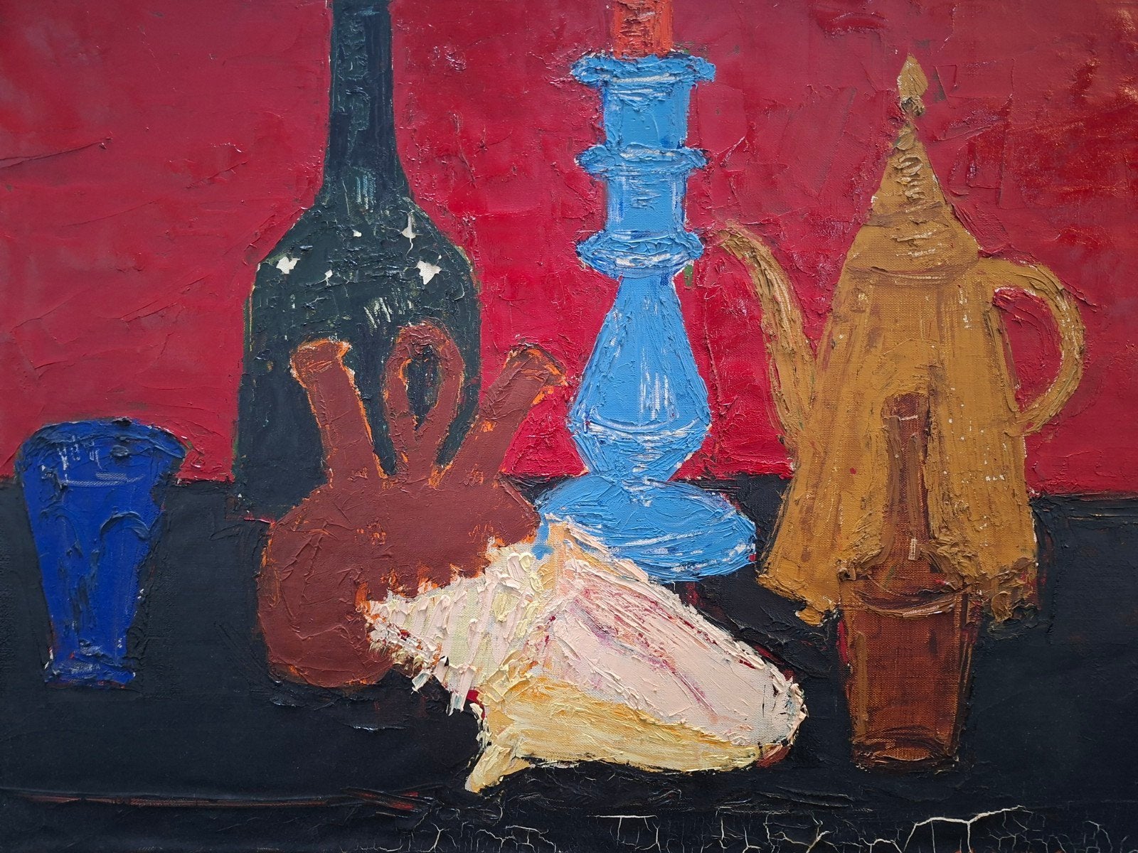 SLABBINCK Rik "Stilleven met schelp " olie op doek, Antiquités & Art, Enlèvement, Nature morte