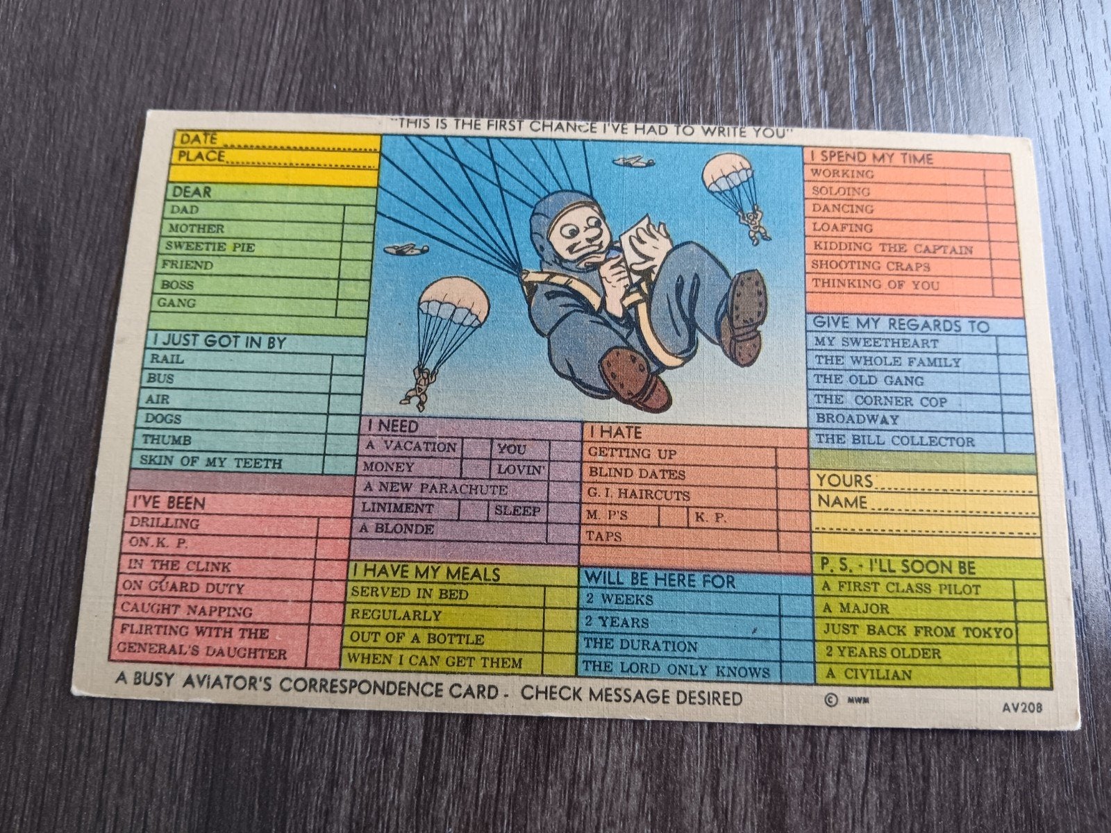 us ww2 postcard comic, Ophalen of Verzenden