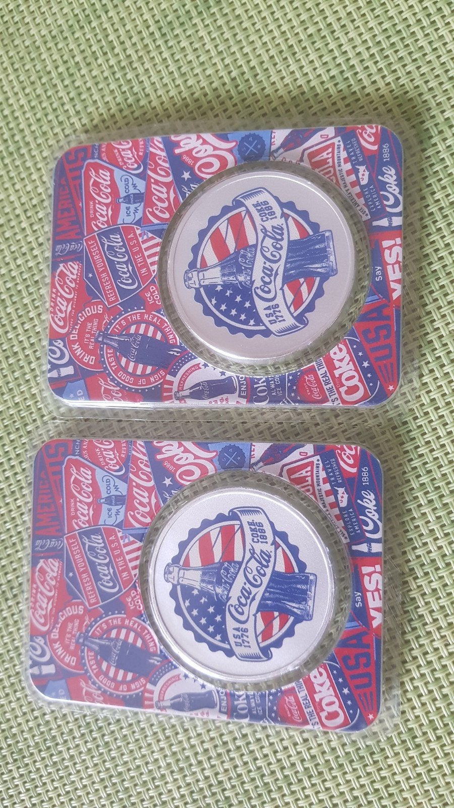 2 Coca Cola vintage en argent de 1 oz, Enlèvement ou Envoi, Argent