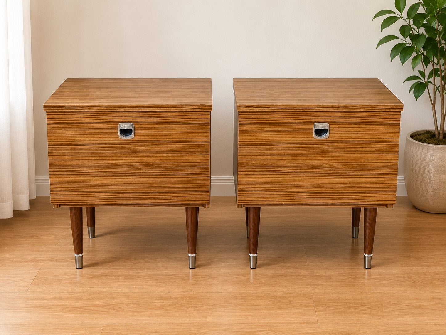 Set van 2 vintage kastjes of nachtkastjes - jaren 60, Huis en Inrichting, Ophalen, Gebruikt