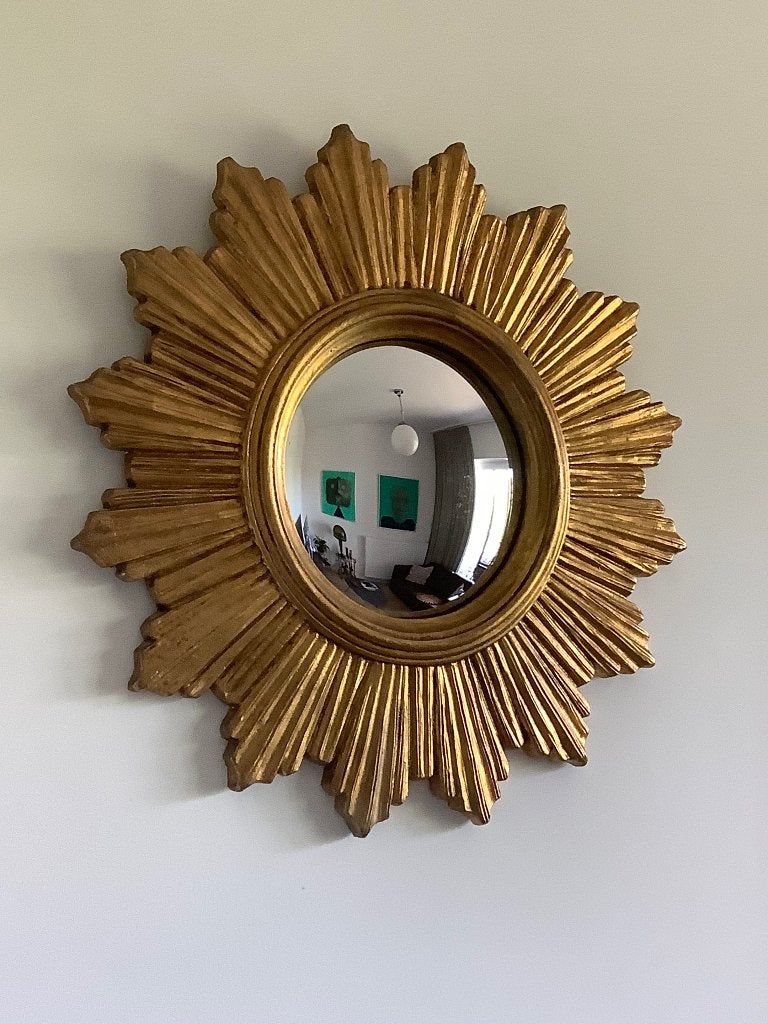 VINTAGE ITALY ZONNESPIEGEL HOLLYWOOD REGENCY JAREN 60., Ophalen, Rond, Minder dan 50 cm, Minder dan 100 cm