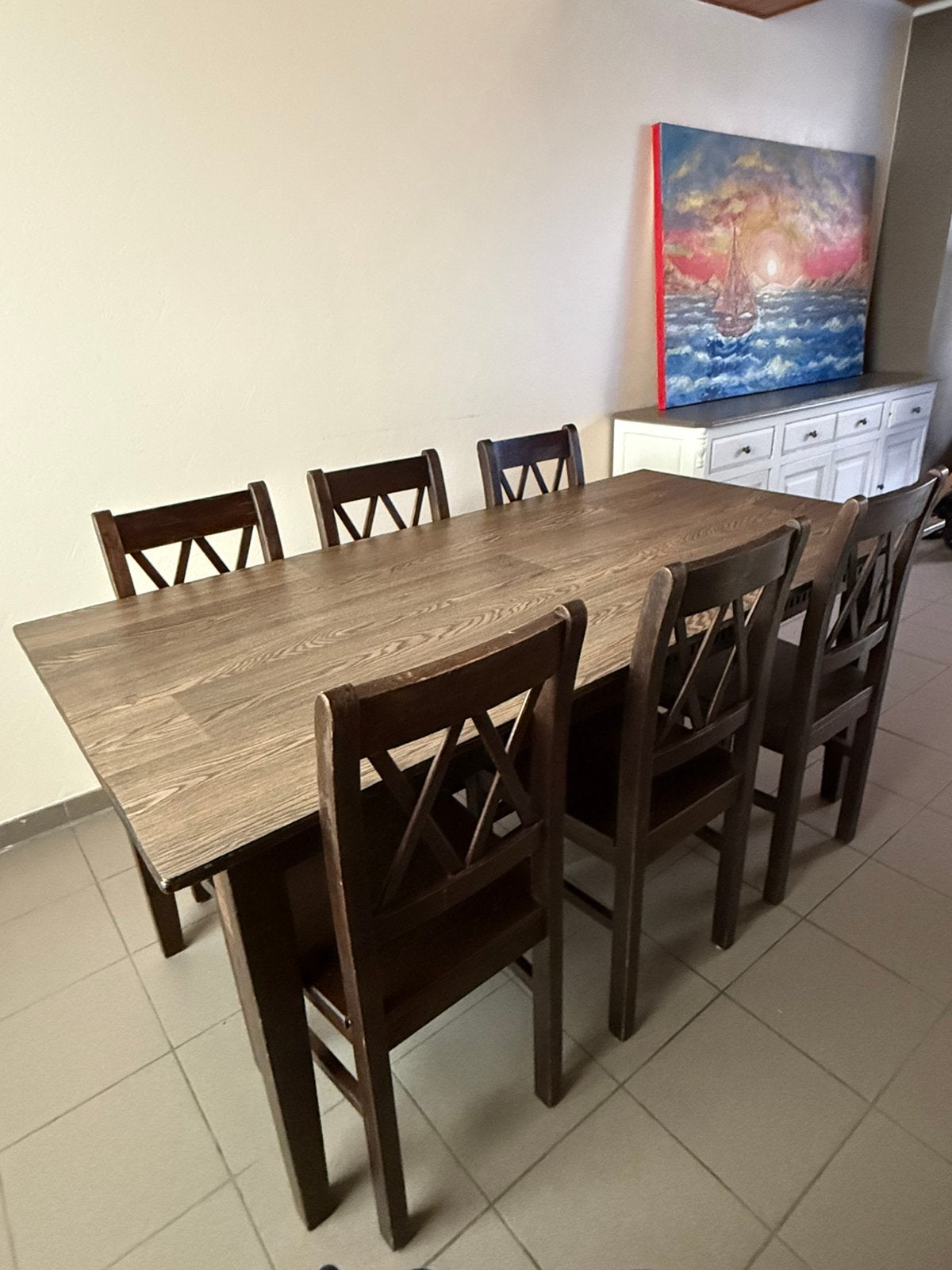 tafel met 6 stoelen, Enlèvement, Comme neuf