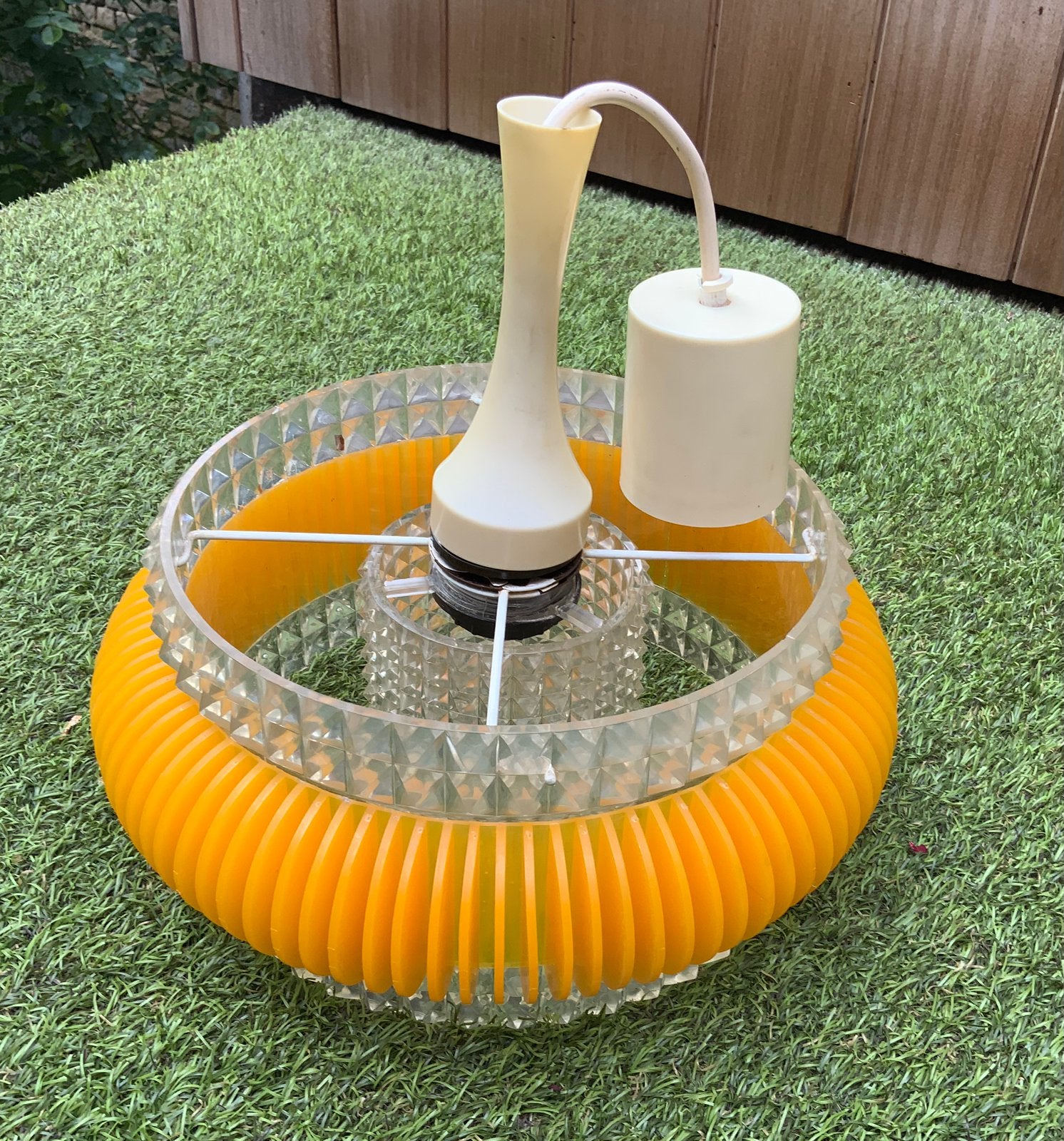 Vintage luster plafondlamp in plexi kunststof, Antiek en Kunst, Ophalen of Verzenden