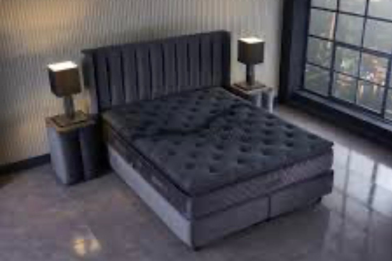 Lit BoxSpring 180x200 BlackBerry, Maison & Meubles, Enlèvement, Utilisé, Une personne, Noir