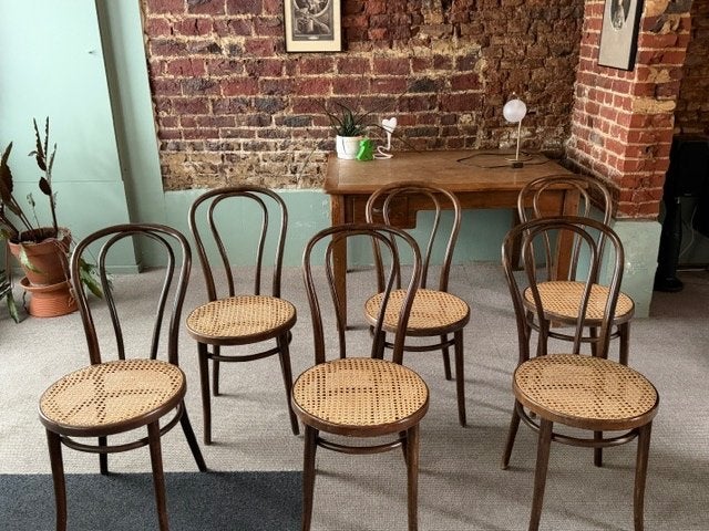 6 vintage ZPM Radomsko stoelen – Thonet-stijl, Ophalen, Gebruikt, Bruin, Thonet