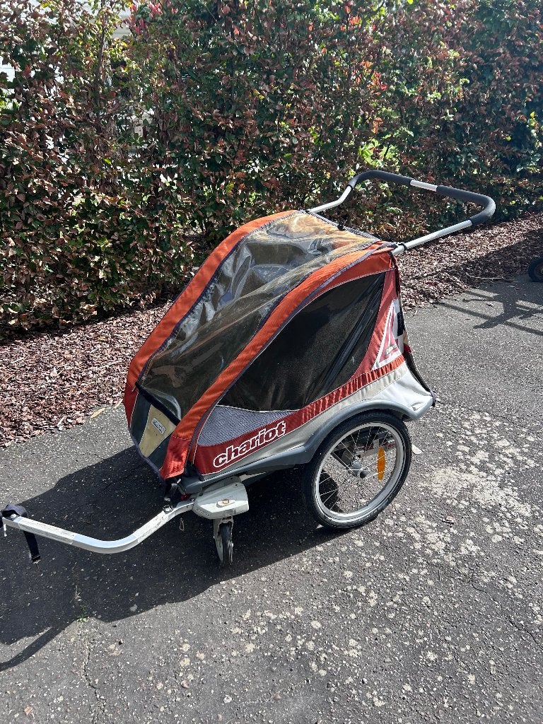 Fietskar Chariot - Captain 2 Orange - Thule - Voor 2 kindjes, Fietsen en Brommers, Ophalen, Gebruikt, Thule / Chariot, Kinderkar