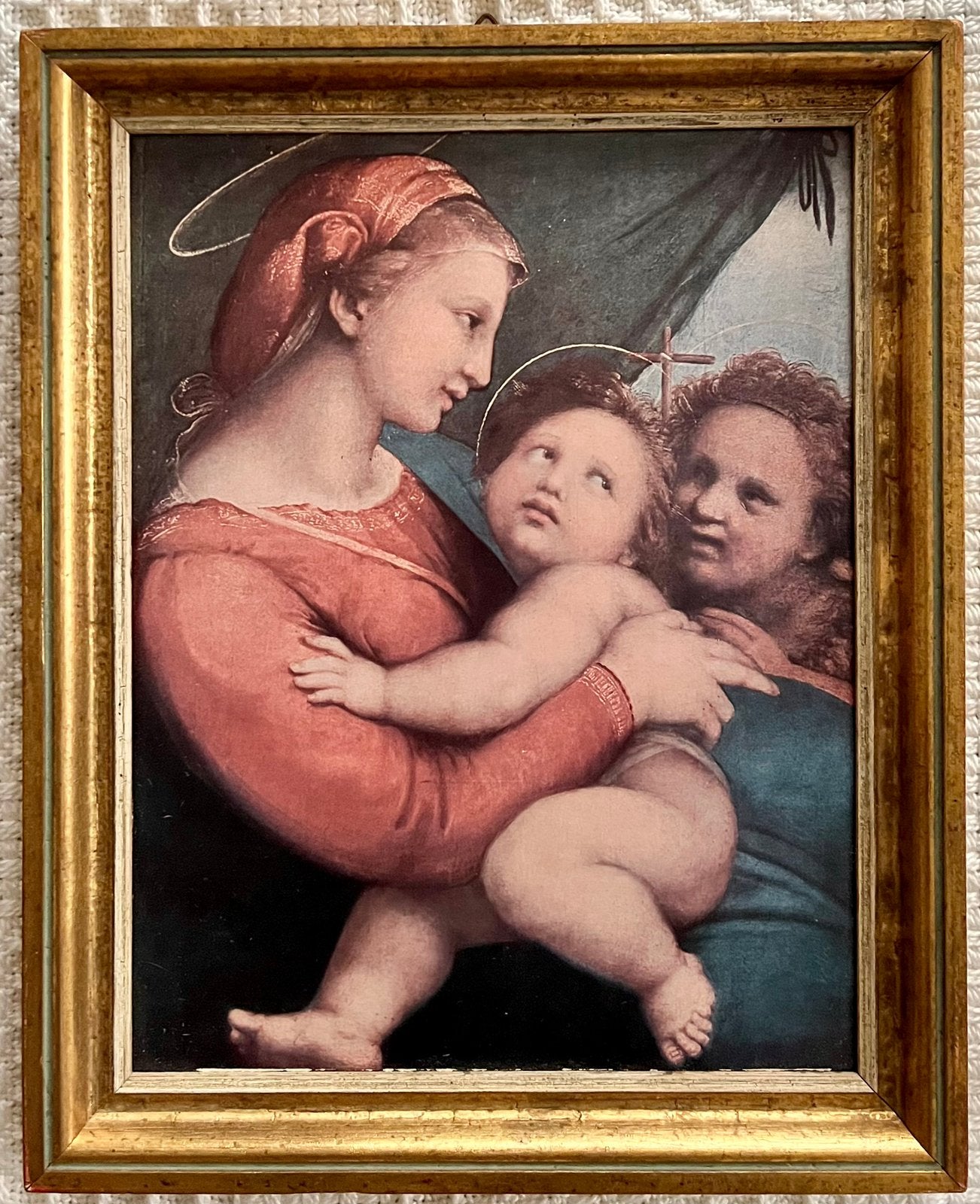 Reproduction d’art  "MADONNA DELLA TENDA", Portrait ou Personnes, Peinture acrylique, Peint à la main, Enlèvement