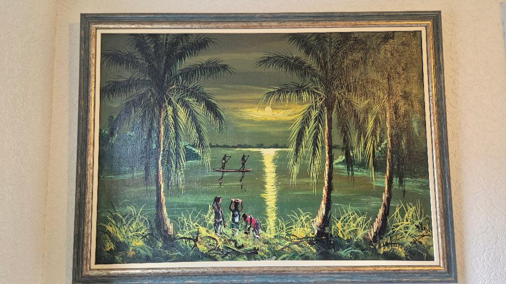 Schilderij olieverf op doek Afrika Zaïre, Ophalen