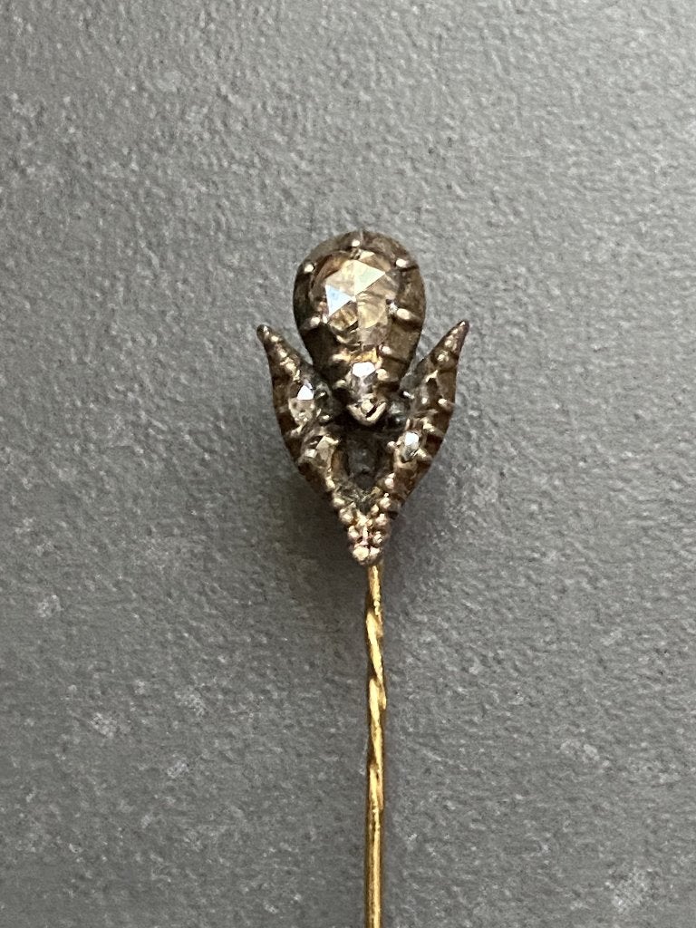 Epingle à cravate Art Nouveau en or argent et diamants, Enlèvement ou Envoi, Or