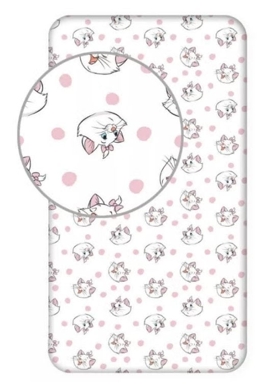 Marie Cat Hoeslaken 90x200 cm - Disney Aristocats - Katoen, Hoeslaken of Sloop, Nieuw, Ophalen of Verzenden, Met elastische banden