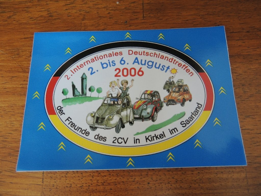 Citroen 2 cv-2 pk-Dyanne 6 Saarland treff sticker, Collections, Envoi, Comme neuf, Voiture ou Moto