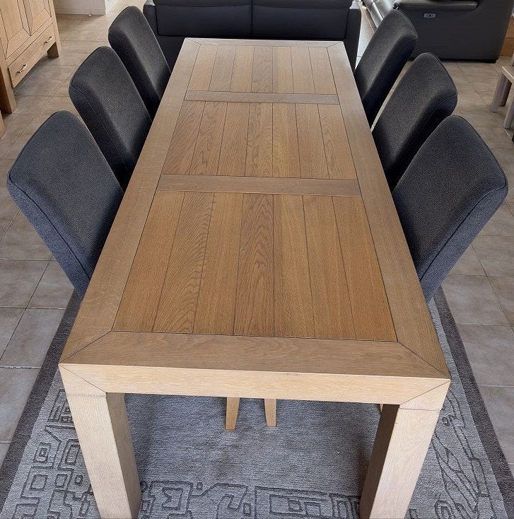 eiken tafel 220cmx90cm, Ophalen, Gebruikt, Eikenhout, 200 cm of meer
