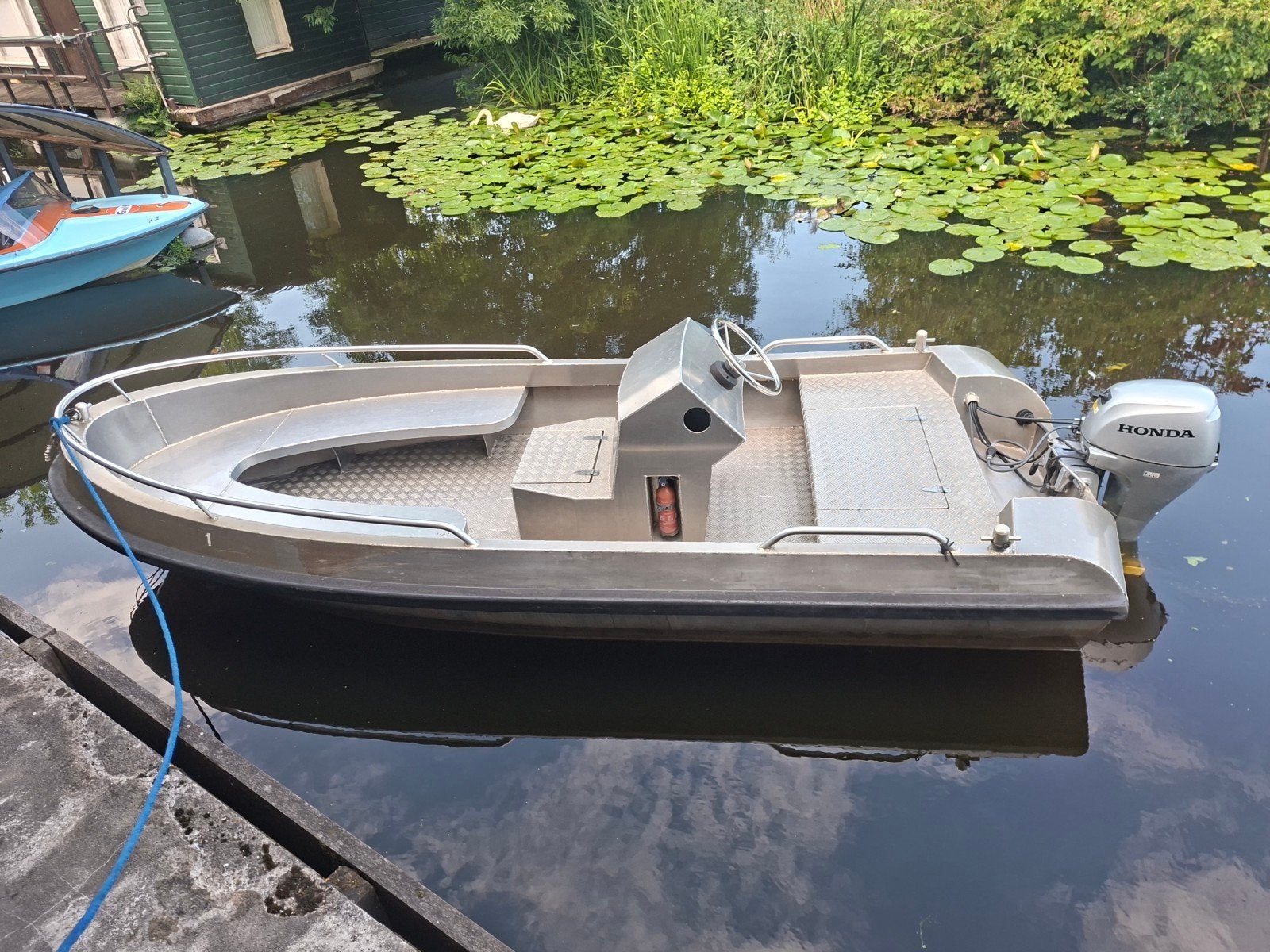 Bateau à console autovideur robuste en aluminium 8 CV à déma, 50 cm, 4 m, Enlèvement ou Envoi, 8 ch