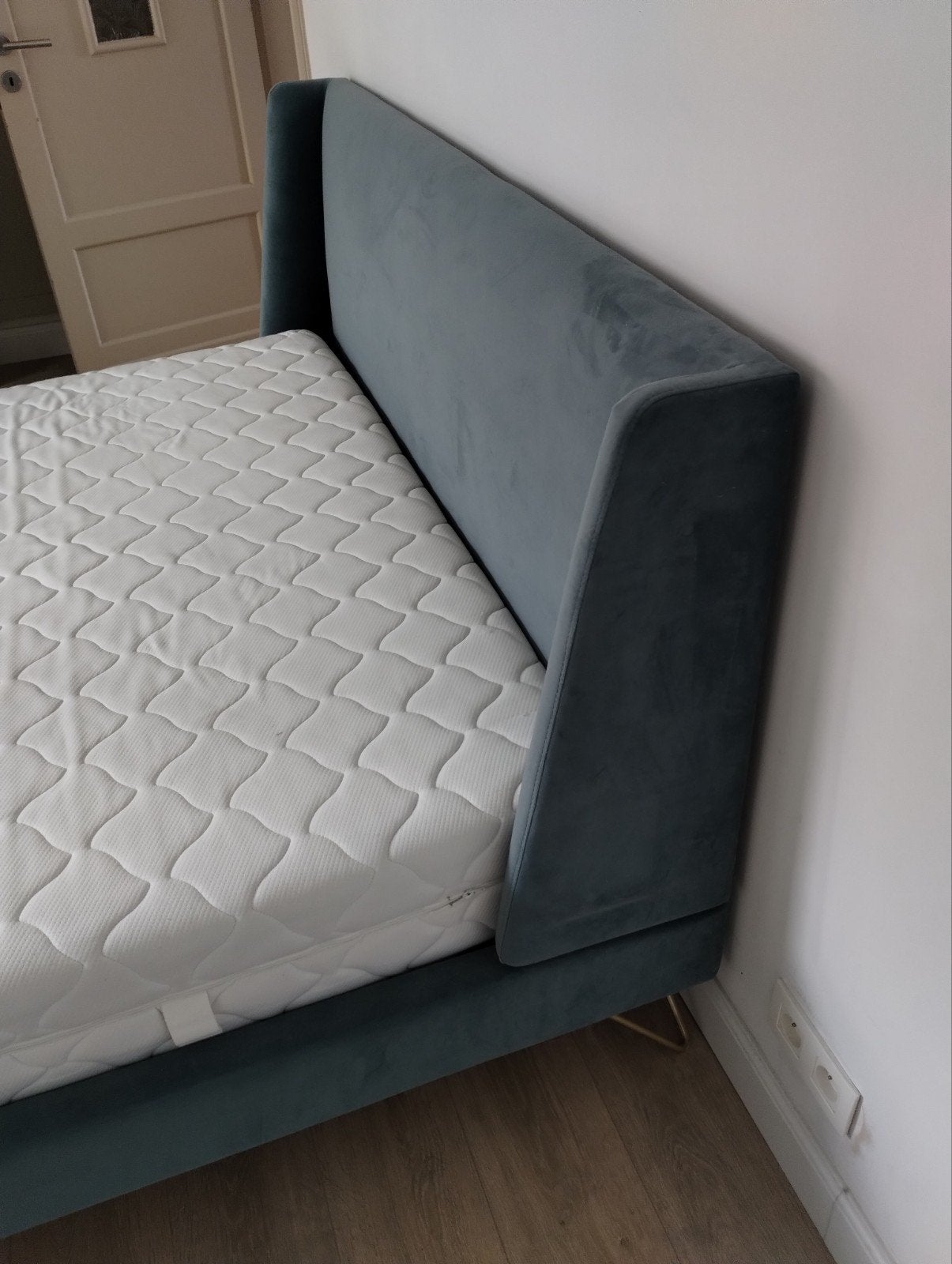 Bed (met matras beschikbaar), Enlèvement, Deux personnes, Bleu, 160 cm
