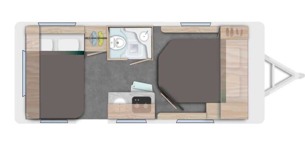 CENTRAAL BED EN WOONKAMER MAXI! Caravelair 480 SPORTLINE, Caravans en Kamperen, Hefbed, Koelkast, Bedrijf, 6 tot 7 meter