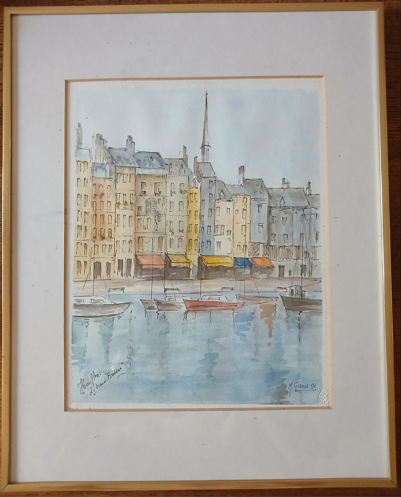 Honfleur aquarel, Ophalen of Verzenden, Aquarel