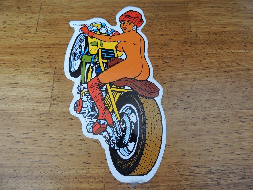 Moto retro sexy nude pin up sticker, Envoi, Comme neuf